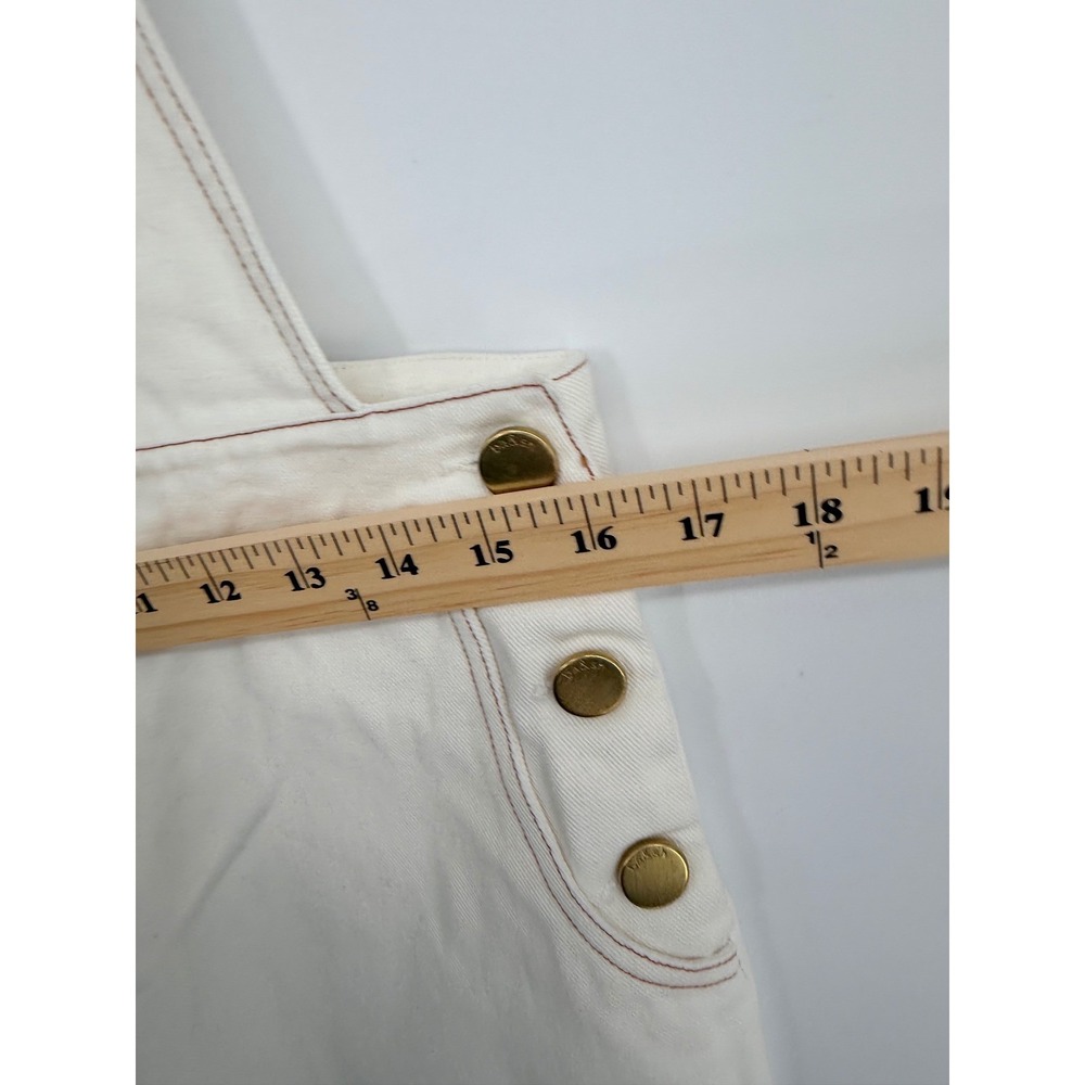 Ba&sh White Denim Wide Leg Overalls Contrast Stitch Brass Buttons Size M - Picture 6 of 11